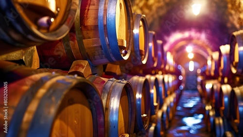 A cellar in a Spanish winery storing wine in vintage barrels. Concept Winery Cellar, Vintage Barrels, Spanish Wine, Wine Making, Historical Architecture
