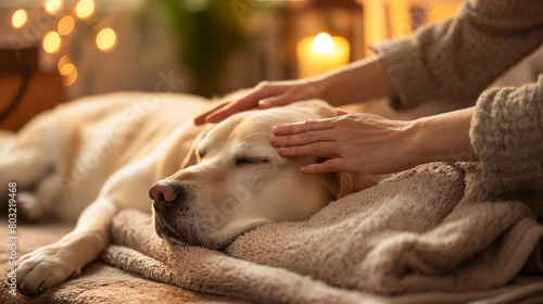 Dog receiving a gentle massage at a pet spa