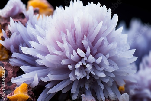 Stunning close up of a purple aragonite flower formation