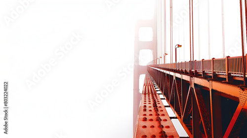 Golden Gate Bridge - San Francisco golden gate bridge at sunset, image shows the meter long bridge built in 1937 on a warm evening with clear skies showing a array of sunset colours, Generative Ai