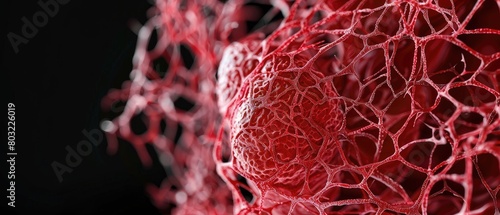 Close-up of a 3D model of a breast cancer tumor, showing intricate vascular structure