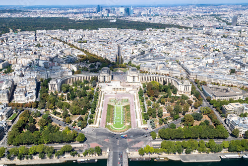 Jardin du Trocadéro, Palais de Chaillot Seine river, Bridge of Iéna, Tour Eiffel in Paris, France
