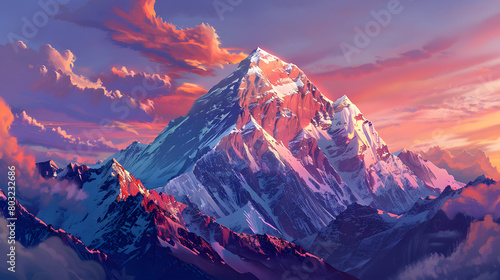 Mount Everest illustrations AI generate image