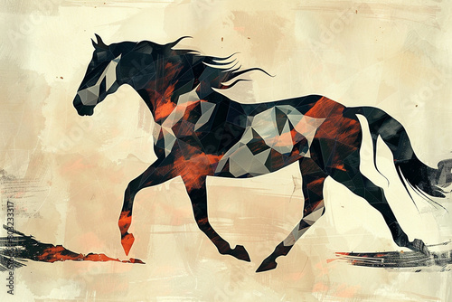 A horse depicted in a minimalist art style, emphasizing its essence through simplicity and clean lines.