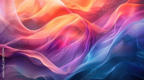 Colorful abstract painting with a smooth gradient of red, orange, yellow, green, blue, and purple.