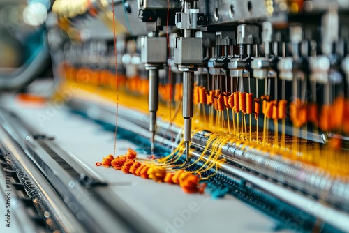 modern automatic embroidery machine closeup textile industry equipment needlework technology