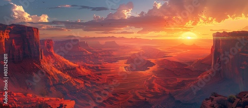 Parachutists Perspective A Timeless Desert Landscape at Sunset