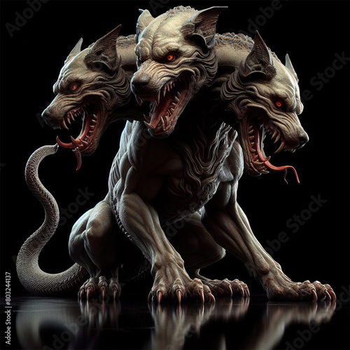 Cerberus, the mythological dog with three heads guardian of the entrance to the underworld.