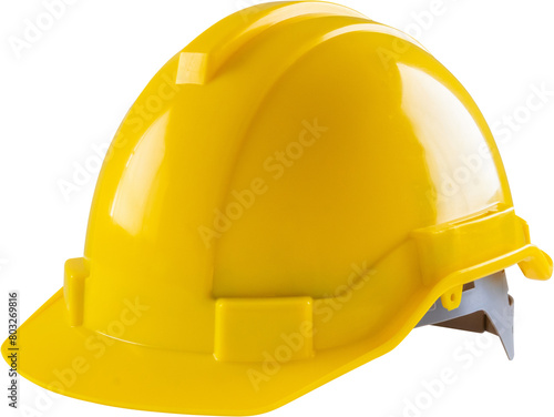 Yellow safety construction helmet isolated on white background