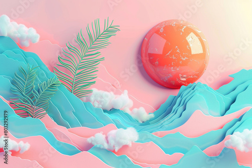 Vibrant details of a pastel vaporwave composition in a Retro Active capturing the essence of digital nostalgia and serene aesthetics