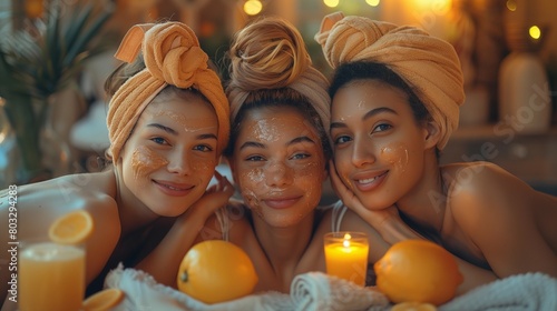 Relaxing spa day with homemade facials and manicures, generative ai