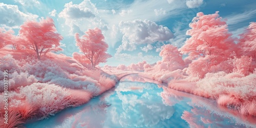 Pink dream world landscape