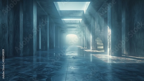 Futuristic Sci-Fi Corridor With Bright Light At The End