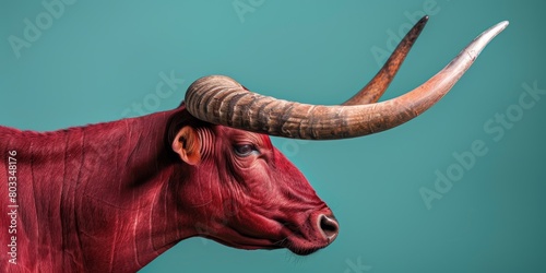 portrait of a bull, Copy space banner, funny animal postcard and print template and design