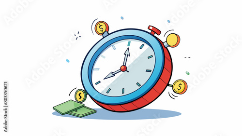 A ticking clock Debt often has a time limit with deadlines for payments and interest accumulating over time. This could be represented by a ticking. Cartoon Vector