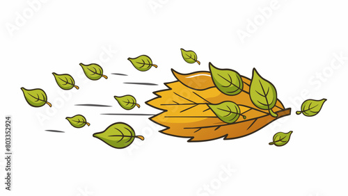 The sound of rustling leaves as a gust of wind blows through a forest carrying the earthy scent of the woods.. Cartoon Vector