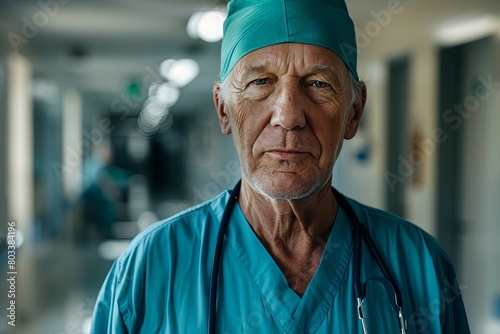 Portrait of a senior male doctor in hospital