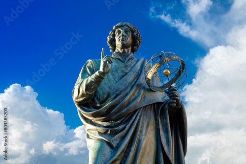 Famous statue of astronomer a Nicolaus Copernicus (Mikolaj Kopernik) in Torun. Poland