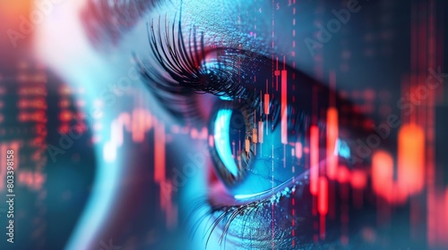 A human eye and financial chart abstract background hyper realistic 