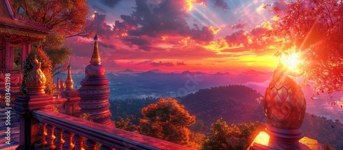 Golden Sunlight Illuminating Wat Phra That Doi Suthep Temple at Dawn