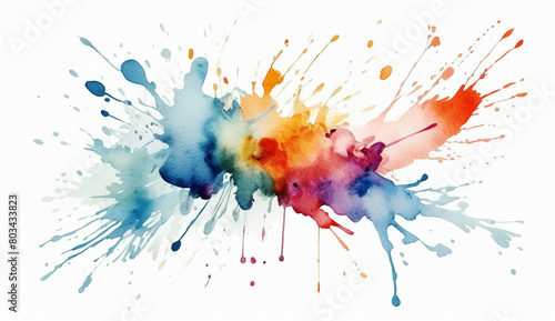 illustrazione di chiazze e schizzi di colori ad acqua su carta ruvida