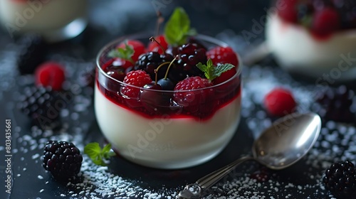 Delicious panna cotta with berries