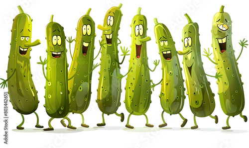 A group of pickles standing next to each other, smiling in a natural foods event