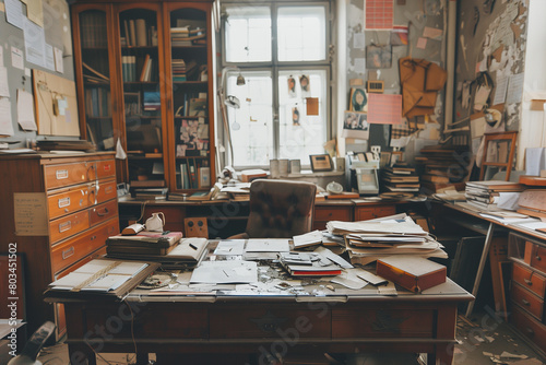 Chaotic Office Desk With Cluttered Papers and Documents