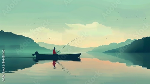  fishing on the lake on a boat cartoon
