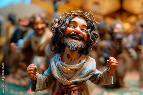 Action figure of Jesus Christ, happy and smiling, 3D doll