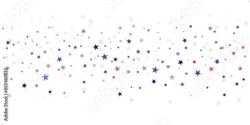 USA flag stars background, red and blue stars confetti horizontal border