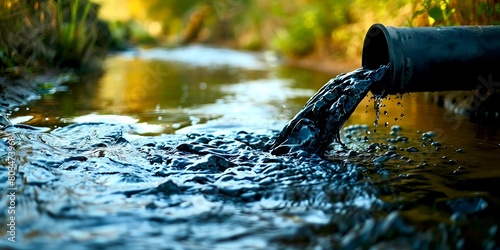 Oil-contaminated water flowing from a pipe into rivers