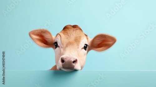 Cow Peeking Over Wall