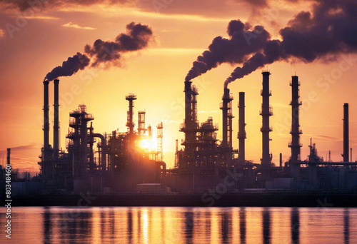 'sunrise refinery gas oil plant petrochemical silhouette arabia background business carbon chemical chemistry chimney construction diesel distillation distillery ecology economy energy'