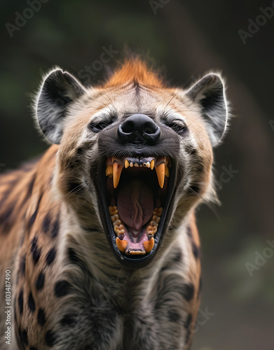  hyena, open mouth wide, dentist POV