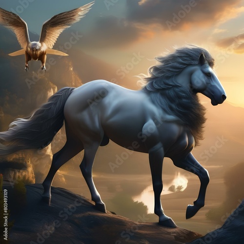 Variety of mystical creatures like centaurs and griffins in a fantasy world4
