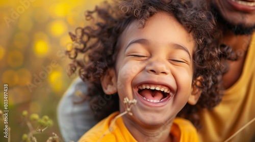 A child making a silly face while being tickled by a loved one, their laughter ringing out joyfully.