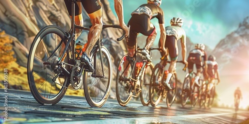 cyclists with professional racing sports gear riding Generative AI
