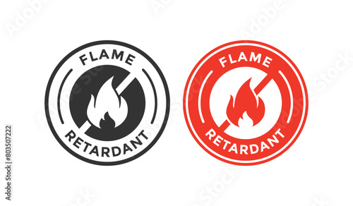 Flame retardant badge logo. Suitable for product label and fabric information sign