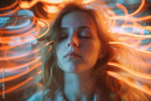 A young woman feeling dizzy or lightheaded, vertigo concept