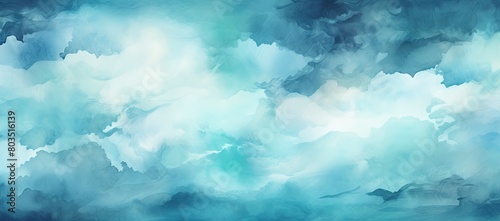 Painting of blue and white clouds in the sky