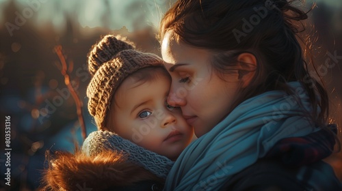 Tender Touches Moments of Connection and Comfort Between Mother and Child. Portraying the Intimacy and Warmth of Motherhood.