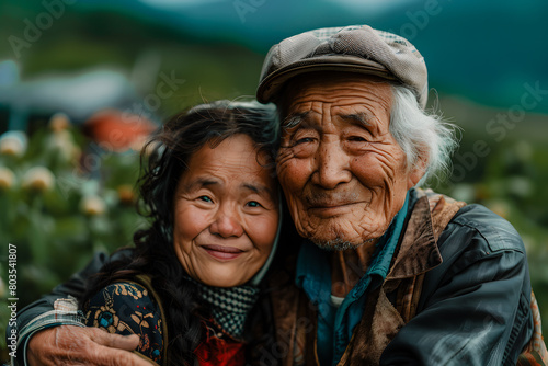 Portrait d'un couple de personnes âgées asiatiques