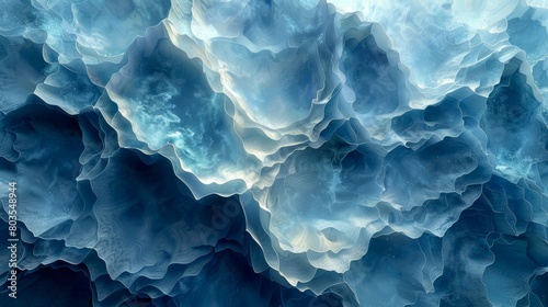 Abstract blue ice crystal formation