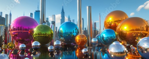 A city of colorful spheres.