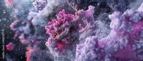 Close-up of a 3D graphic of ovarian cancer cells, showcasing their unique morphology