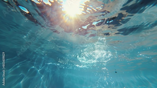 Slow motion vertical underwater video of sunlight patterns in clean suburban swimming pool. water. Illustrations