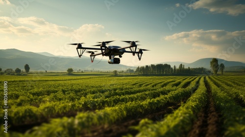 農場の上を飛ぶドローン,Generative AI AI画像
