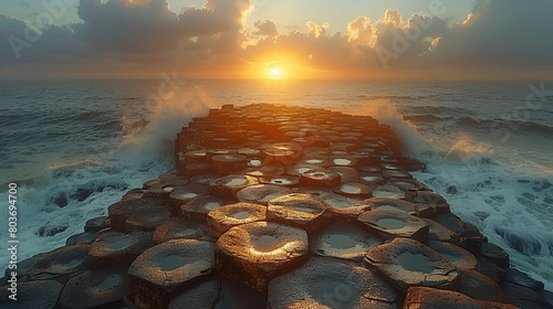 sunset on the beach, Sunset at the Giants Causeway, a UNESCO World Her 