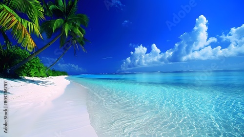 Tropical paradise with clear blue waters and pristine beach